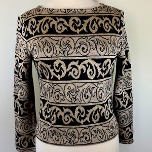 Beautiful St John Sport gold and black brocade filigree top